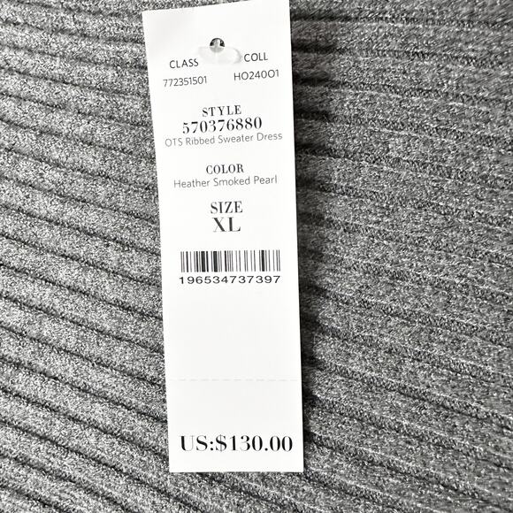 WHBM Off the Shoulder Ribbed Gray Sweater Midi‎ Dress Women's Size XL NEW - Picture 6 of 12